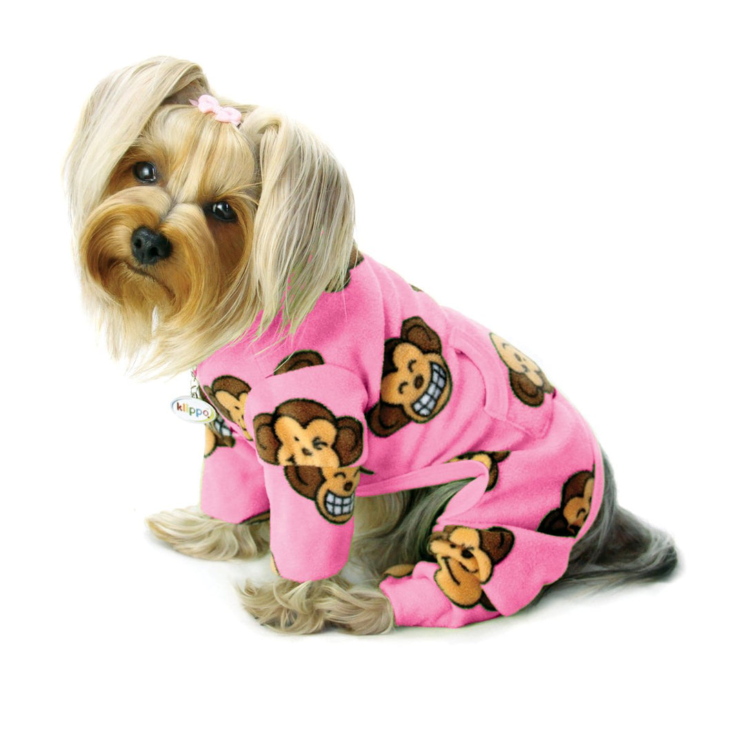 Silly Monkey Fleece Turtleneck Pajamas - Pink - XS