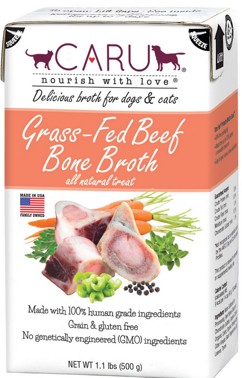 CARU Grass Fed Beef Bone Broth for Dogs & Cats. Pack of 6