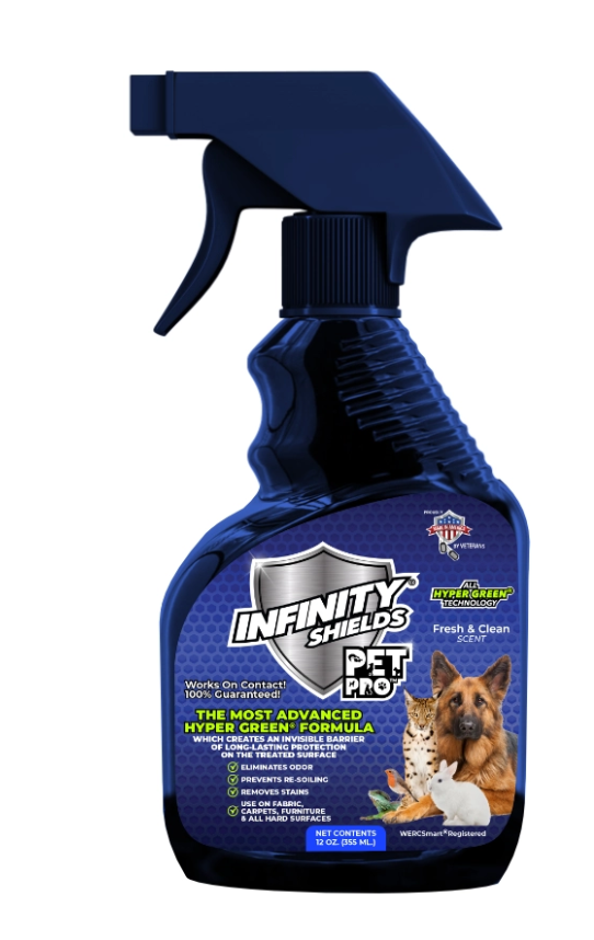 Infinity Shields Pet Pro Odor & Stain Remover - Prevents Re-Soiling 12 oz (FRESH & CLEAN)